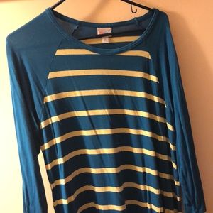 LuLaRoe XL Randy Blue Yellow Striped